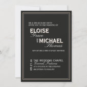 Minimalist Black Tie Formal Wedding Einladung (Vorderseite)