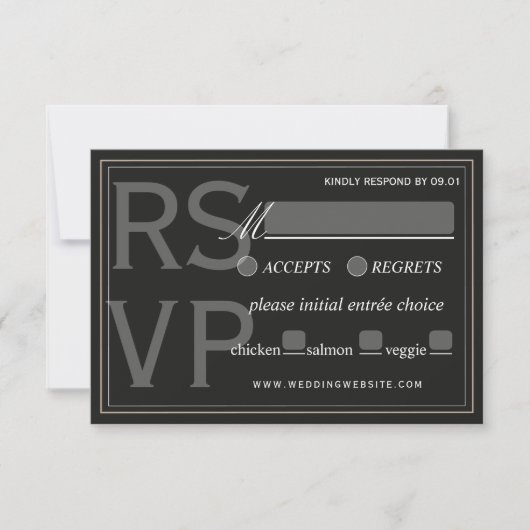 Minimalist Black Tie Formal Wedding QR Code RSVP Karte (Vorderseite)