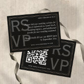 Minimalist Black Tie Formal Wedding QR Code RSVP Karte