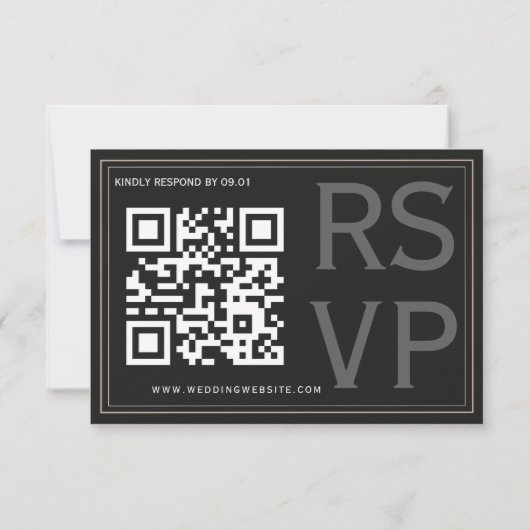 Minimalist Black Tie Formal Wedding QR Code RSVP Karte (Rückseite)