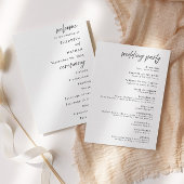 Minimalist Black Tie Wedding Ceremony Program Einladung