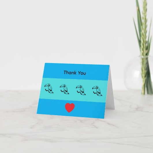 Minimalist Black Toucan Blue Thank You Card Dankeskarte (Vorderseite)