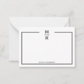 Minimalist Black Two Border Monogram Note Card Mitteilungskarte (Vorderseite)