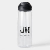 MINIMALIST BLACK TWO LETTER MONOGRAM NAME CLEAR TRINKFLASCHE (Rückseite)