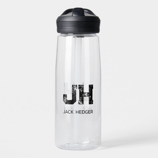 MINIMALIST BLACK TWO LETTER MONOGRAM NAME CLEAR TRINKFLASCHE (Vorne)