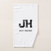 MINIMALIST BLACK TWO LETTER MONOGRAM NAME WHITE BADHANDTUCH SET (Handtuch)