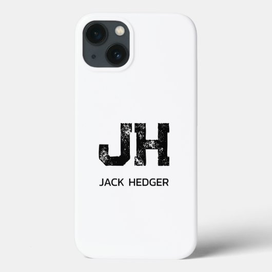 MINIMALIST BLACK TWO LETTER MONOGRAM NAME WHITE Case-Mate iPhone HÜLLE (Rückseite)