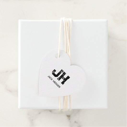 MINIMALIST BLACK TWO LETTER MONOGRAM NAME WHITE GESCHENKANHÄNGER (Beispiel)