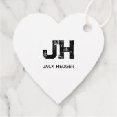 MINIMALIST BLACK TWO LETTER MONOGRAM NAME WHITE GESCHENKANHÄNGER (Rückseite)