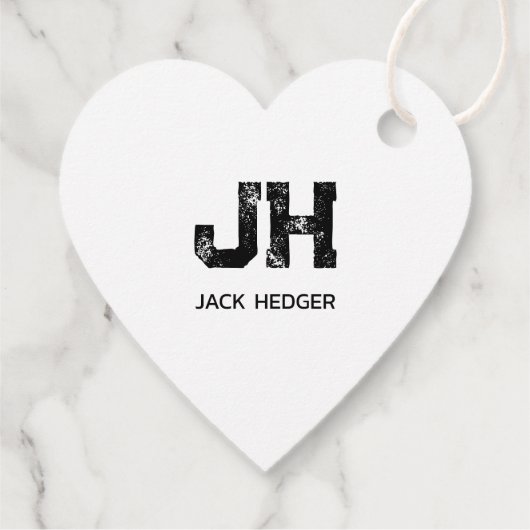 MINIMALIST BLACK TWO LETTER MONOGRAM NAME WHITE GESCHENKANHÄNGER (Rückseite)