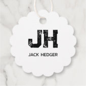 MINIMALIST BLACK TWO LETTER MONOGRAM NAME WHITE GESCHENKANHÄNGER (Rückseite)