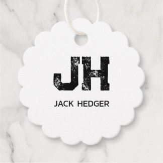 MINIMALIST BLACK TWO LETTER MONOGRAM NAME WHITE GESCHENKANHÄNGER