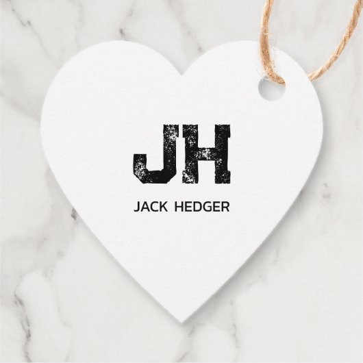 MINIMALIST BLACK TWO LETTER MONOGRAM NAME WHITE GESCHENKANHÄNGER (Rückseite)