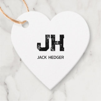 MINIMALIST BLACK TWO LETTER MONOGRAM NAME WHITE GESCHENKANHÄNGER