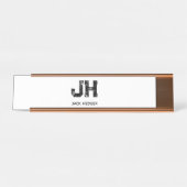 MINIMALIST BLACK TWO LETTER MONOGRAM NAME WHITE SCHREIBTISCHNAMENSPLAKETTE (Vorderseite )