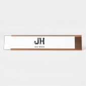 MINIMALIST BLACK TWO LETTER MONOGRAM NAME WHITE SCHREIBTISCHNAMENSPLAKETTE (Vorderseite )