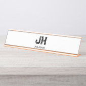 MINIMALIST BLACK TWO LETTER MONOGRAM NAME WHITE SCHREIBTISCHNAMENSPLAKETTE (Vorderseite )