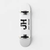 MINIMALIST BLACK TWO LETTER MONOGRAM NAME WHITE SKATEBOARD (Vorderseite)