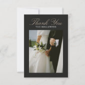 Minimalist Black Wedding Flat Thank You Card Dankeskarte (Vorderseite)