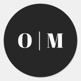 Minimalist Black Wedding Initials. Modern Monogram Runder Aufkleber