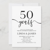 Minimalist Black White 50th Wedding Anniversary Einladung (Vorderseite)