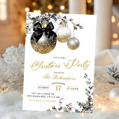 Minimalist Black White and Gold Christmas Party Einladung
