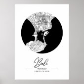 Minimalist Black & White Bali City Map  Poster (Vorne)