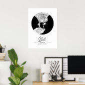 Minimalist Black & White Bali City Map  Poster (Heimbüro)