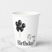 Minimalist Black & White Balloon Birthday Party Pappbecher (Vorderseite)