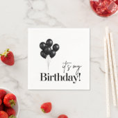 Minimalist Black & White Balloon Birthday Party Serviette (Beispiel)