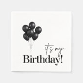 Minimalist Black & White Balloon Birthday Party Serviette (Vorderseite)