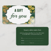 Minimalist Black & White Beauty Gift Certificate Visitenkarte (Vorne/Hinten)