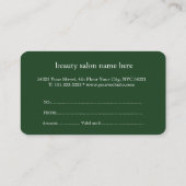 Minimalist Black & White Beauty Gift Certificate Visitenkarte (Rückseite)