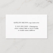 Minimalist Black White Bold Yoga Visitenkarte (Rückseite)