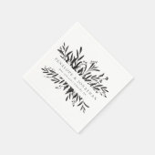 Minimalist Black White Botanical Custom Wedding  Serviette (Ecke)