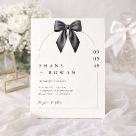 Minimalist Black & White Bow Wedding Invitation  Einladung