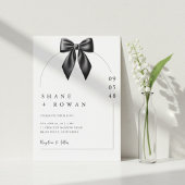 Minimalist Black & White Bow Wedding Invitation  Einladung