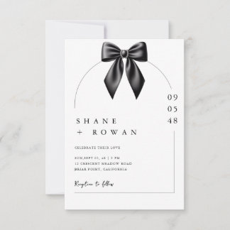 Minimalist Black & White Bow Wedding Invitation Einladung