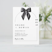 Minimalist Black & White Bow Wedding Invitation Einladung (Stehend Vorderseite)