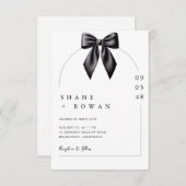 Minimalist Black & White Bow Wedding Invitation Einladung (Vorne/Hinten)