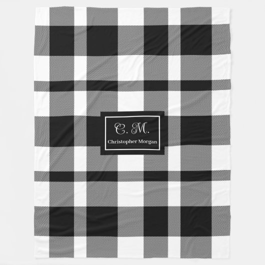 Minimalist Black White Checkered Blanket for Men Fleecedecke (Vorderseite)