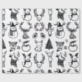 Minimalist Black & White Christmas  Geschenkpapier (Flach)