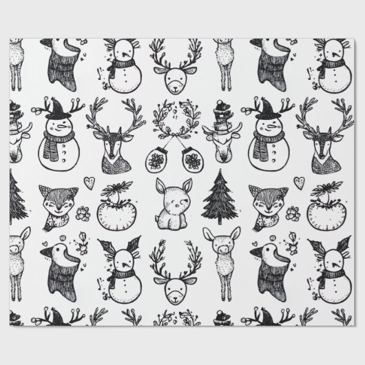 Minimalist Black & White Christmas  Geschenkpapier (Flach)