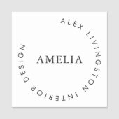 Minimalist Black White Circle Monogram Chic Logo Namensschild (Vorderseite)