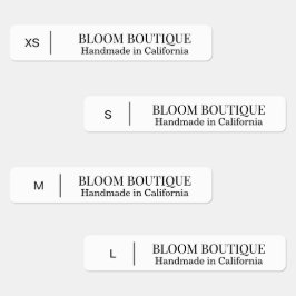 Minimalist Black White Clothing Size Etiketten