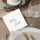 Minimalist Black & White Custom Names Napkins Serviette