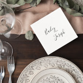 Minimalist Black & White Custom Names Napkins Serviette