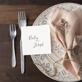 Minimalist Black & White Custom Names Napkins Serviette