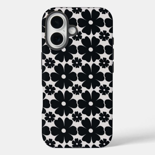 Minimalist black & white daisy pattern Case-Mate iPhone hülle (Rückseite)