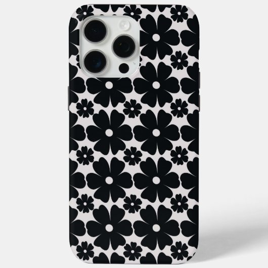 Minimalist black & white daisy pattern Case-Mate iPhone hülle (Rückseite)